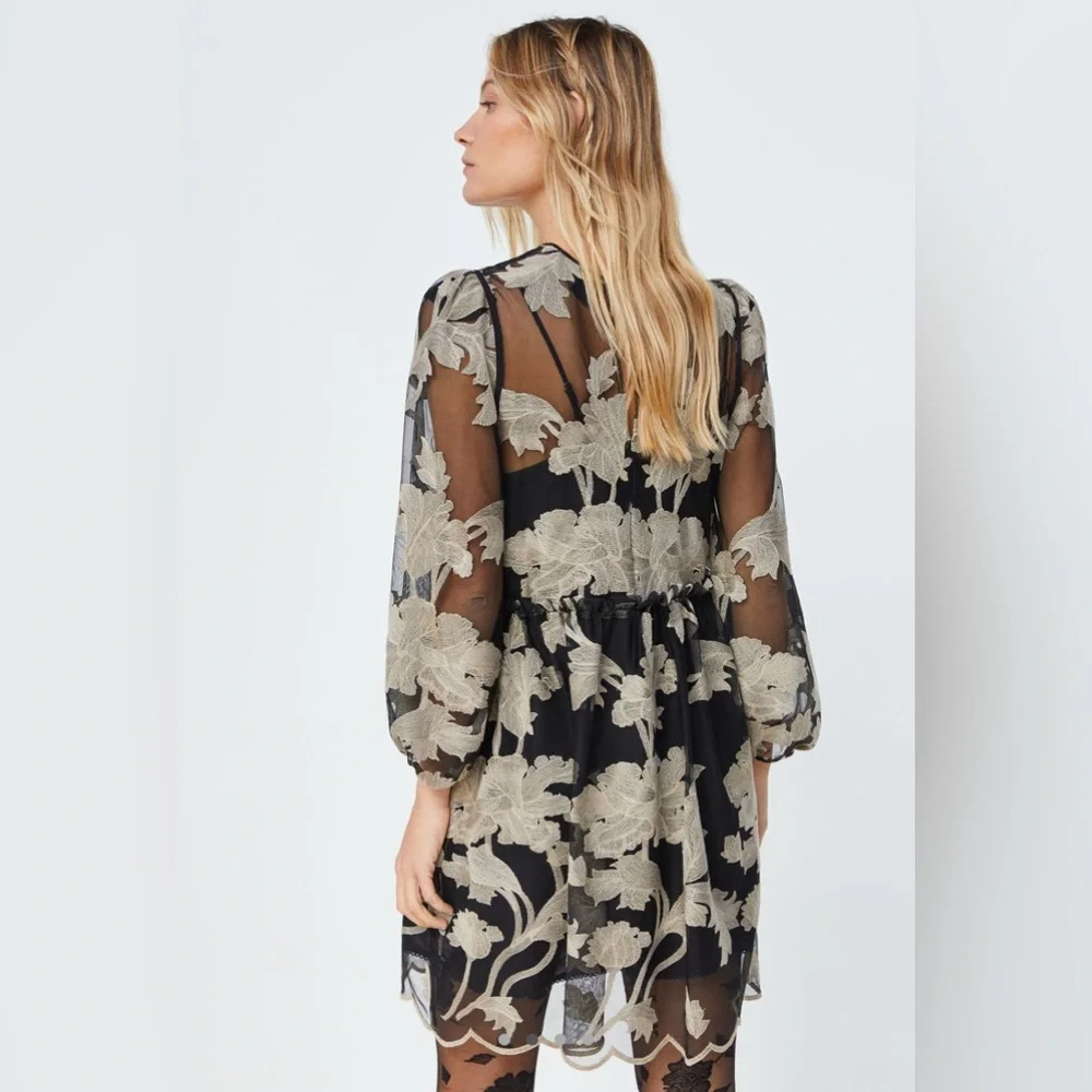 EUC Anthropologie Maeve Trixie Embroidered Mini Dress // Size XL Petite - Picture 2 of 4